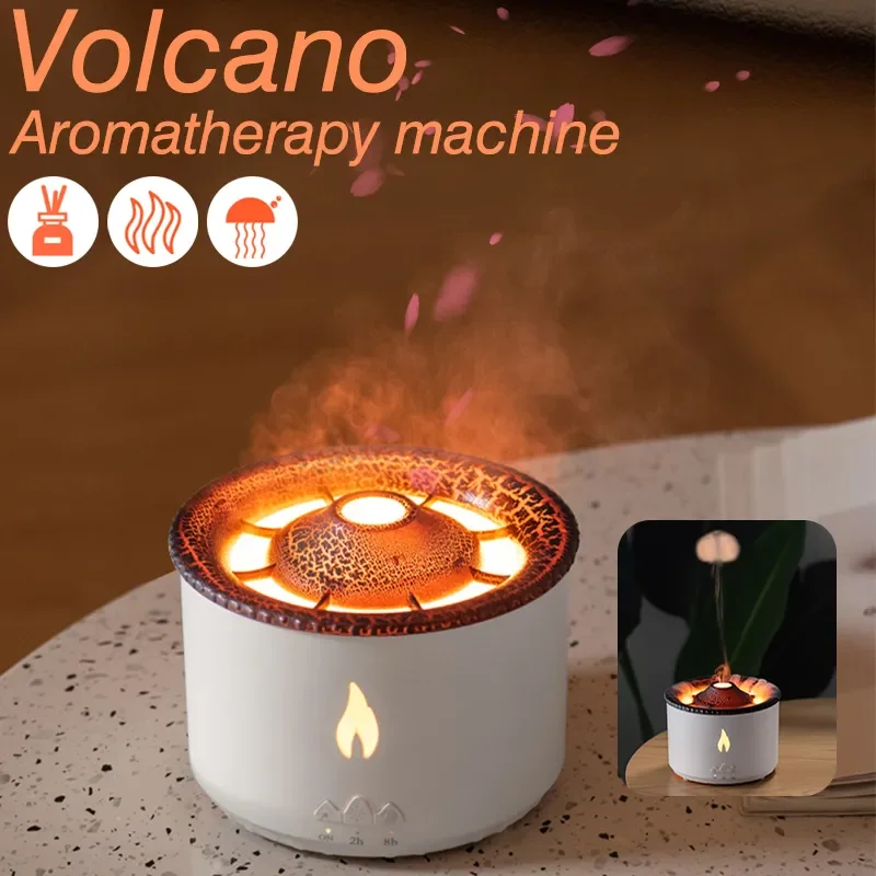 

Volcanic Flame Aroma Diffuser Essential Oil USB Portable Air Humidifier with Smoke Ring Night Light Lamp Fragrance