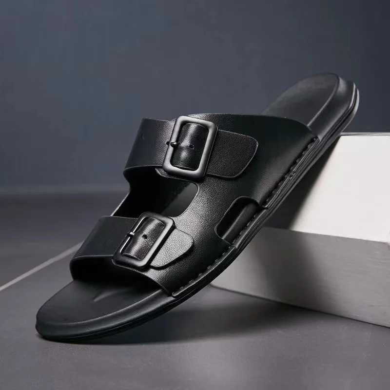 WEH Men Slippers Genuine Leather 