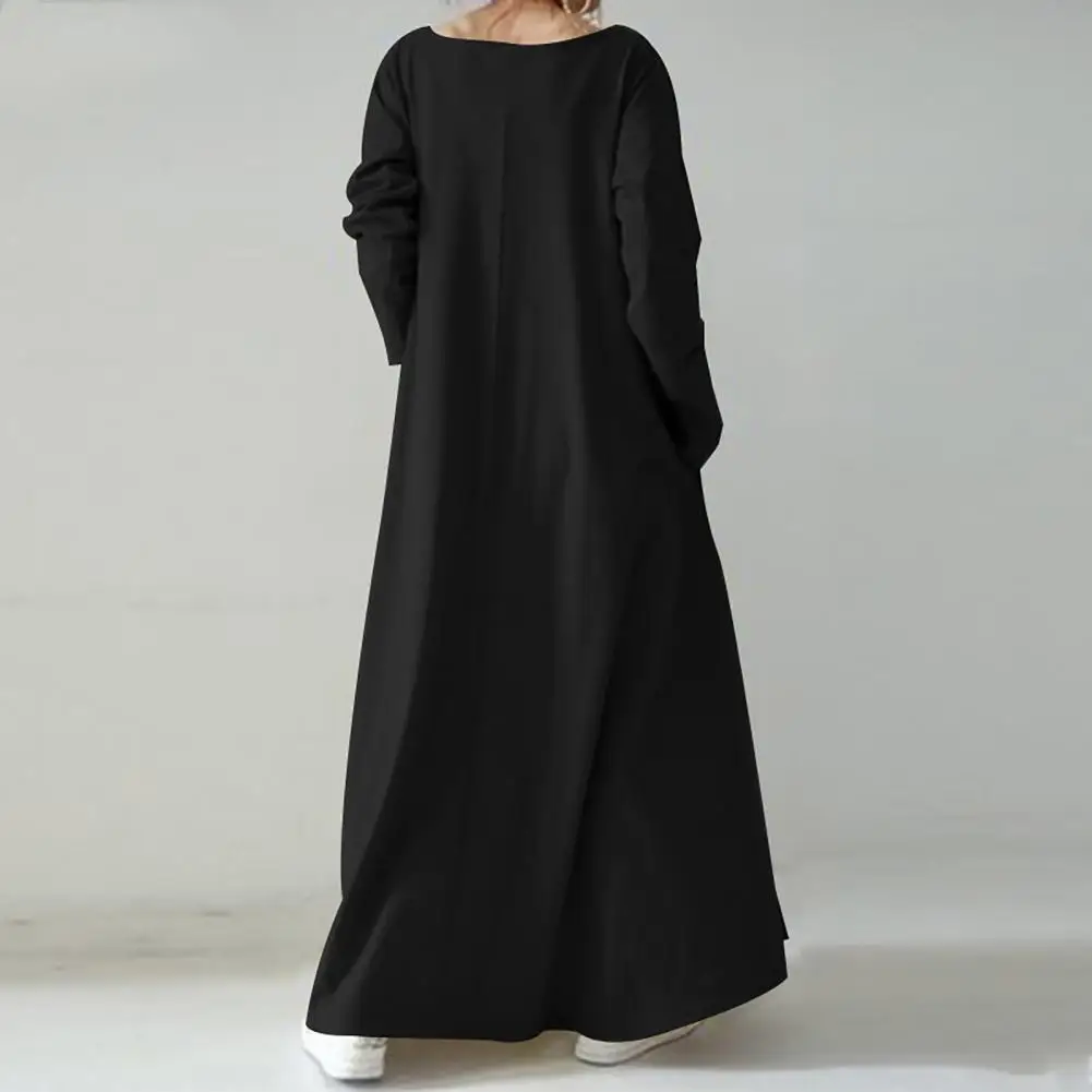 

Women Dress Long Sleeves Female Dress Relaxed Fit Large Hem Maxi Dress