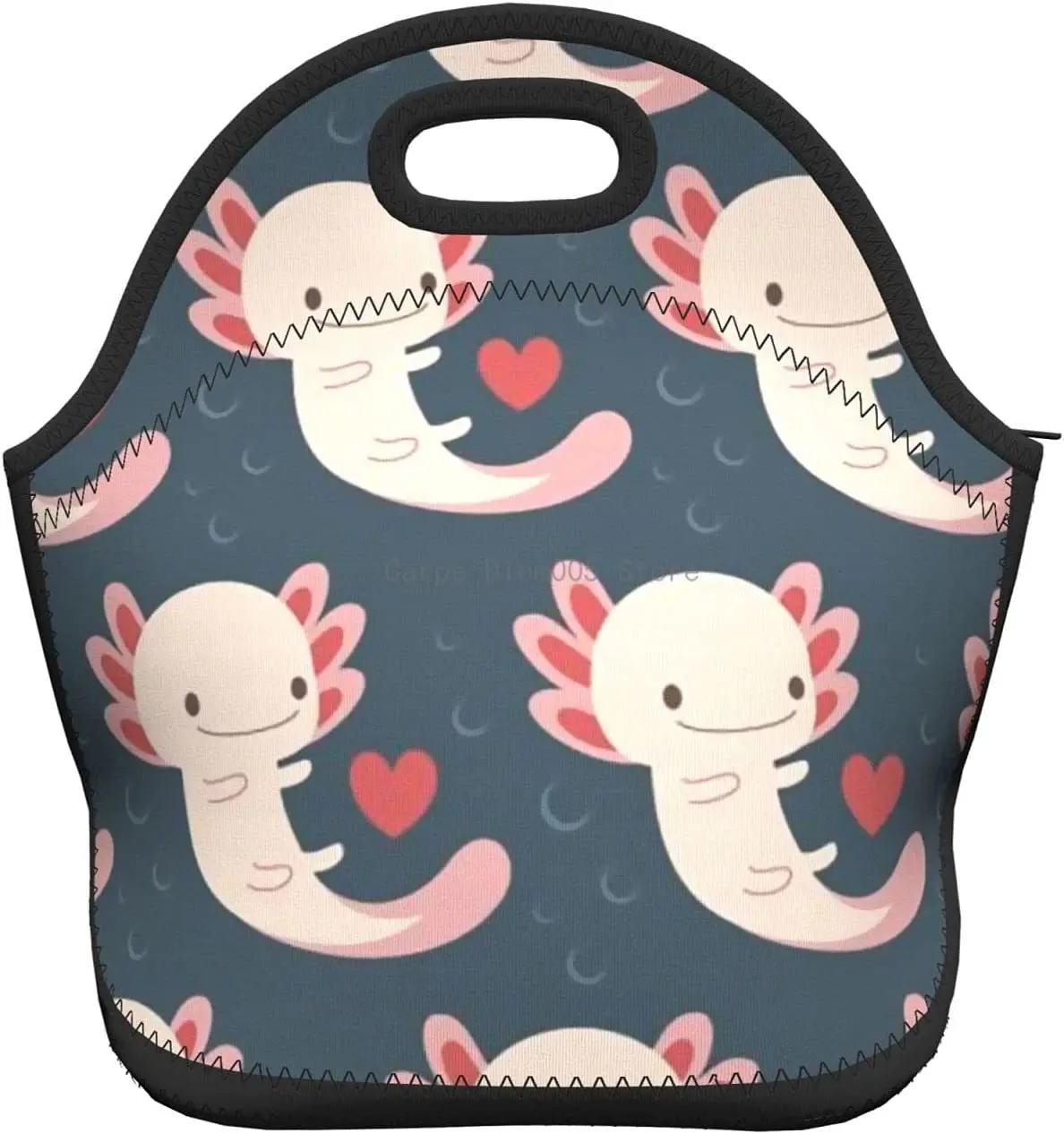 

nsulated Neoprene Lunch Bag Cute Axolotls Fish Reusable Lunch Tote Bag Insulated Soft And Light Lunch Box Outdoor Travel