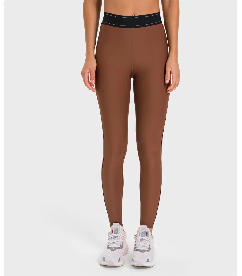 Logo Printed Double-knit Airlift Fabric High-waist Suit Up Leggings Smoothing Cool Piping Women Yoga Pants