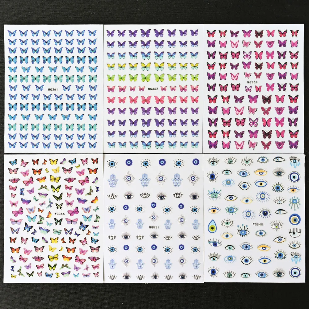 

1000Pcs+ Butterfly Nail Art Stickers, Klein Blue Butterfly/Eye Nail Art Decals,3D Laser Butterfly Adhesive Nail Patch For Japane