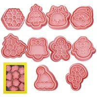 gingerbread cookie cutter 10pcs christmas cookie stamps tree cookie cutter gingerbread man snowman christmas baking supplies for
