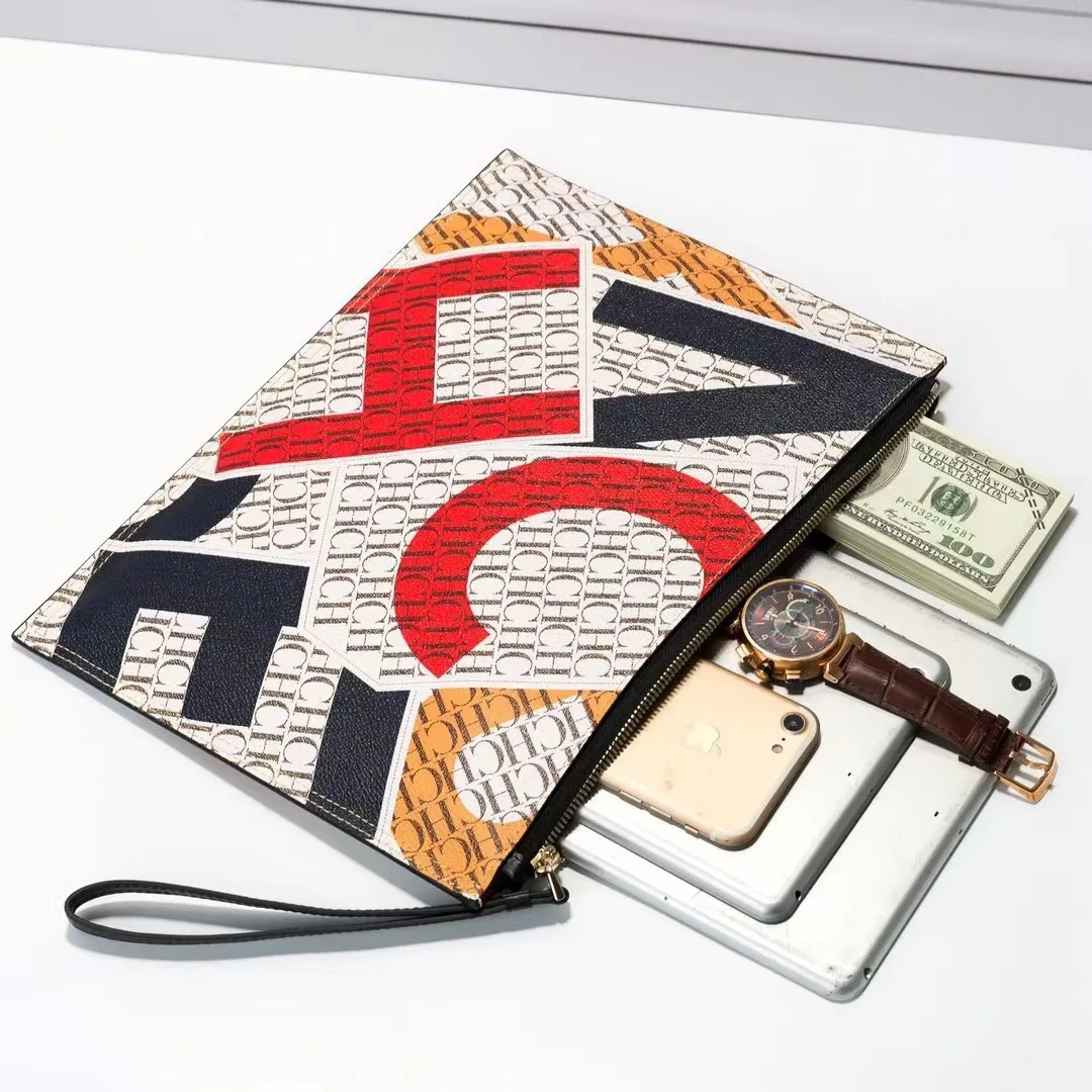 

100% Leather texture Zipper Hand Bags for Women 2021 New Style Women CHHC Print Wrist Purse Female Designer Bags