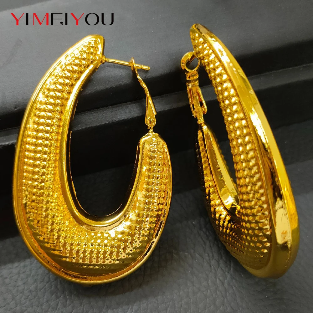 

Drop Earrings Women Copper Fashion Classic Trendy Gold Plated Brass Girls Chunky Small Golden Hoop Earrings