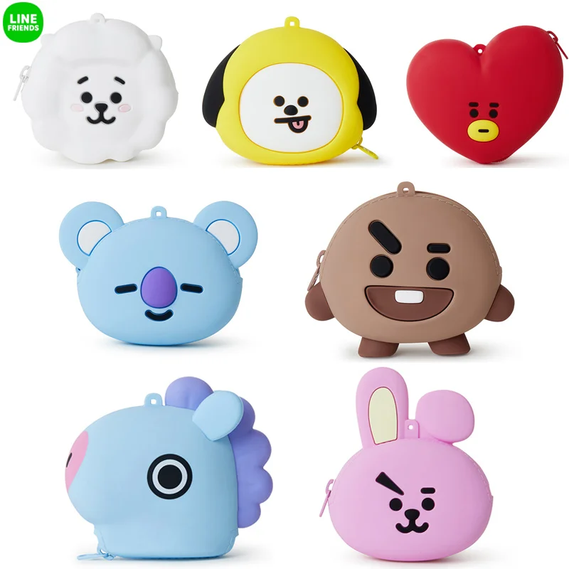 

Line Friends BT21 BTS Silica Gel BAG Silica Portable Multifunctional Coin Purse Children's Bag Children Fashion Shoulder Bag TOY