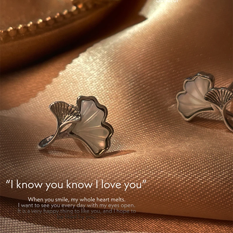 

SMAIYHUA Apricot Leaves Shell Minority Women's Ear Studs Sterling Silver Sense Of Luxury Summer 2022 The New Tide Original Desig