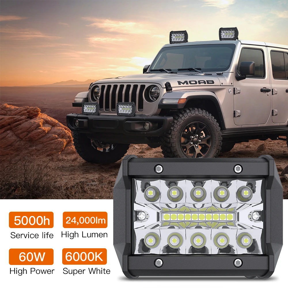 

1 шт. Светодиодная панель рабочего света 4x4 аксессуары точечный прожектор Луч внедорожник Fof свет s трактор авто внедорожник грузовик светил...