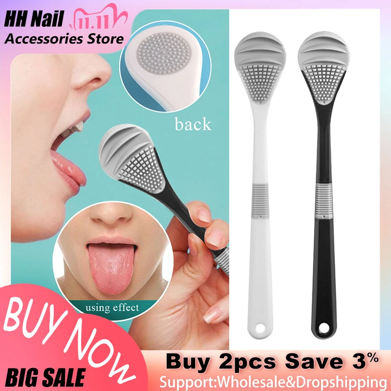 

1pcs Double SideTongue Scraper Brushes Soft Silicone Reusable Tongue Coating Toothbrush Fresh Breath Oral Cleaning Hygiene Care