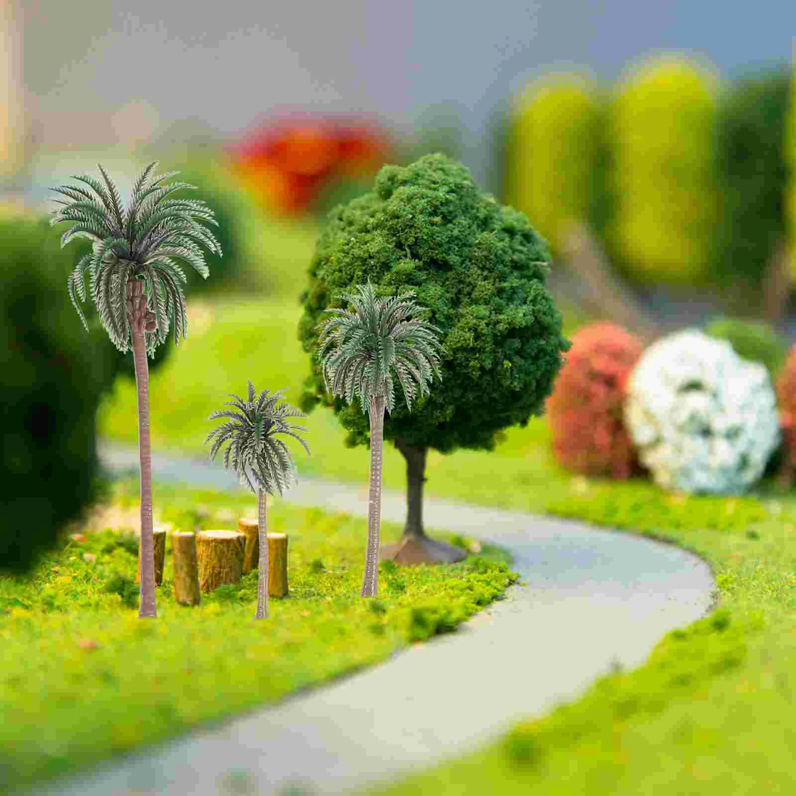 

10 Pcs Rainforest Plastic Palm Tree Model Layout Props Tropical Scenery DIY Handmade Material Mini Coconut Tree Model Green