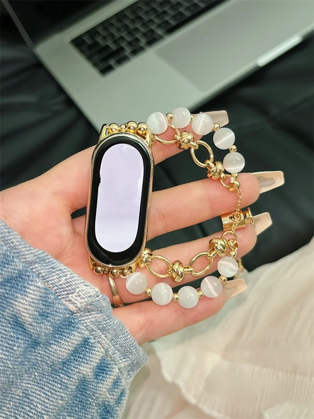 Фото Популярный браслет с бусинами для XIAOMi Band 10 9, ремешок для Mi Band 8, новый дизайн, аксессуары для браслетов NFC №1