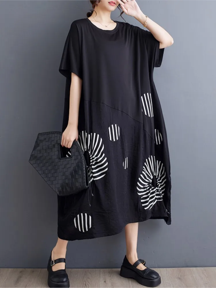 Женское летнее платье в полоску с рисунком