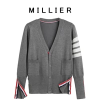 four bar striped men and women couples knit cardigan spring and autumn tb loose college style large size jacket
