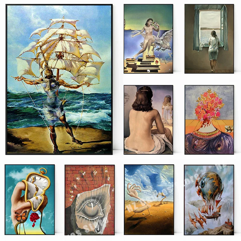 

Salvador Dali's Surrealist Abstract Canvas Paintings Famous Wall Art Posters and Prints for Living Room Home Decor Wall Pictures