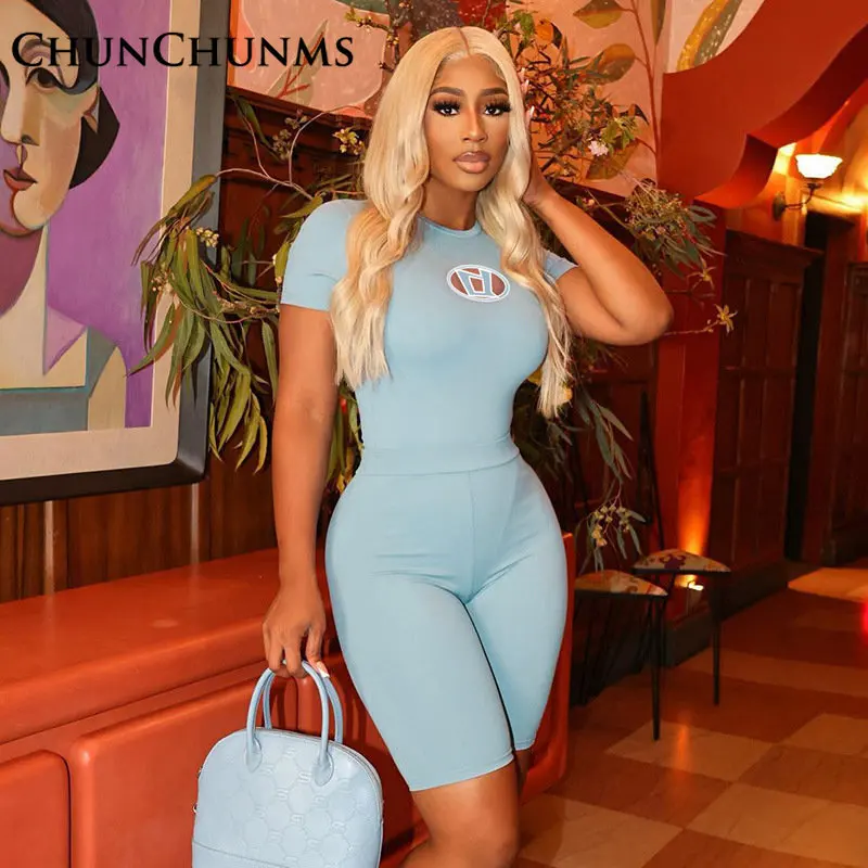 

Embroidered Short-sleeved Pullover T-shirt High Waist Hip Lifting Tight Shorts Tracksuit Women Sport Fitness Outfit Summer Yoga