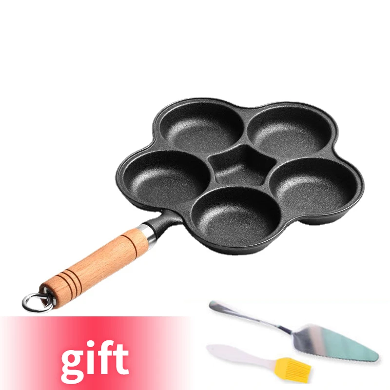 

Nonstick Frying Pans Grill Pan Burger Pan Multi-Function Breakfast Egg Pan Kitchen Tool Set Anti-heat Handle spatula oil brush