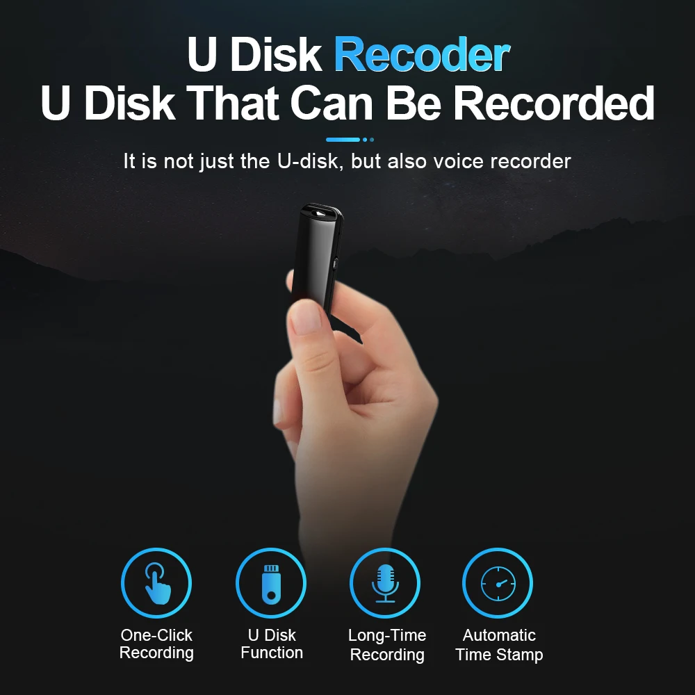 Professional hd noise reduction remote voice recorder USB disc recorder mini recording machine student conference recorder enlarge