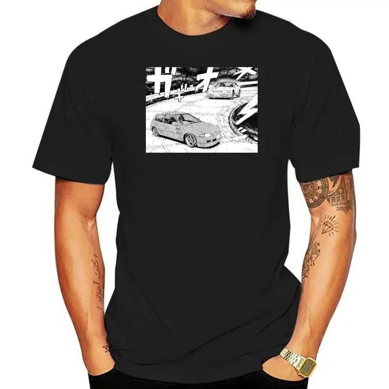 

Summer 2022 Short Sleeve Plus Size NEW Initial D Drift Racing Japan Anime Men's Black LOGO MEN T-SHIRTS Fashion Classic