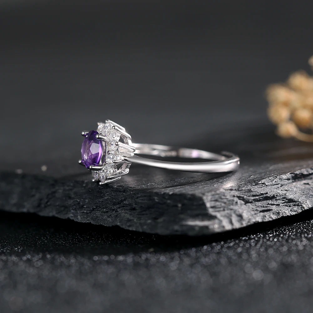 Натуральный аметист камень S925 серебряное кольцо для женщин обручальные кольца