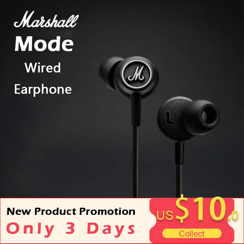 

Original Marshall Mode Wired Earbuds with Microphone 3.5mm HiFi Pop Music Deep Bass Sports In-Ear Earphones Mode EQ High Quality