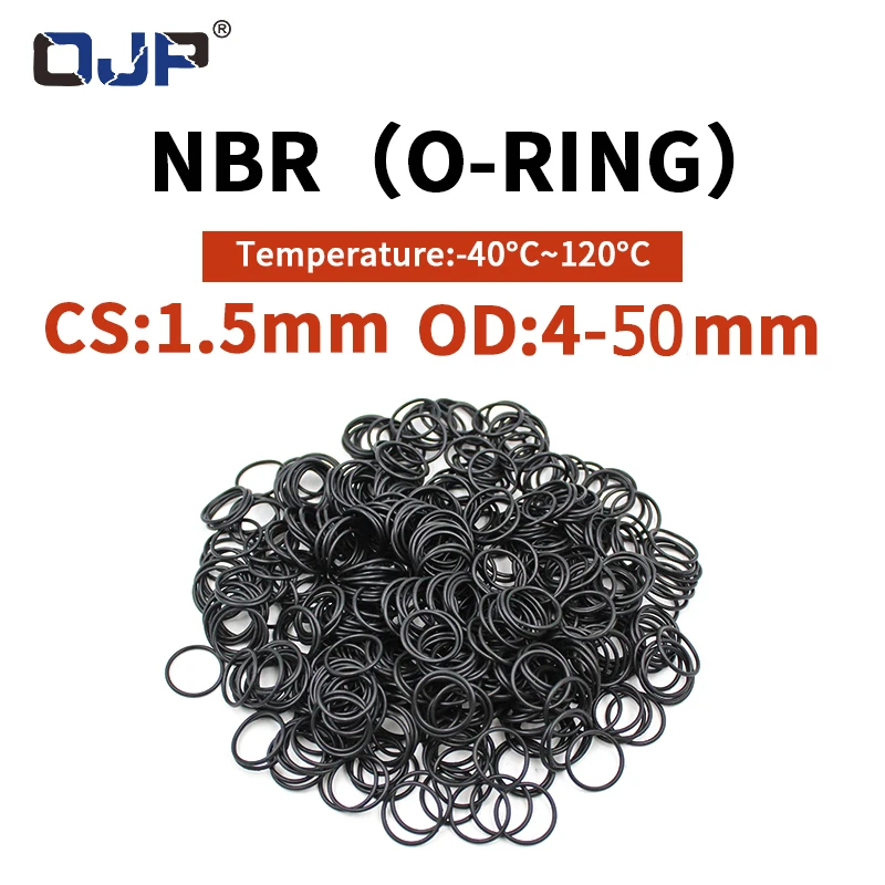 

OD4-50 NBR O Ring Seal Gasket Thickness CS1.5mm Oil and Wear Resistant Automobile Petrol Nitrile Rubber O-Ring Waterproof Black