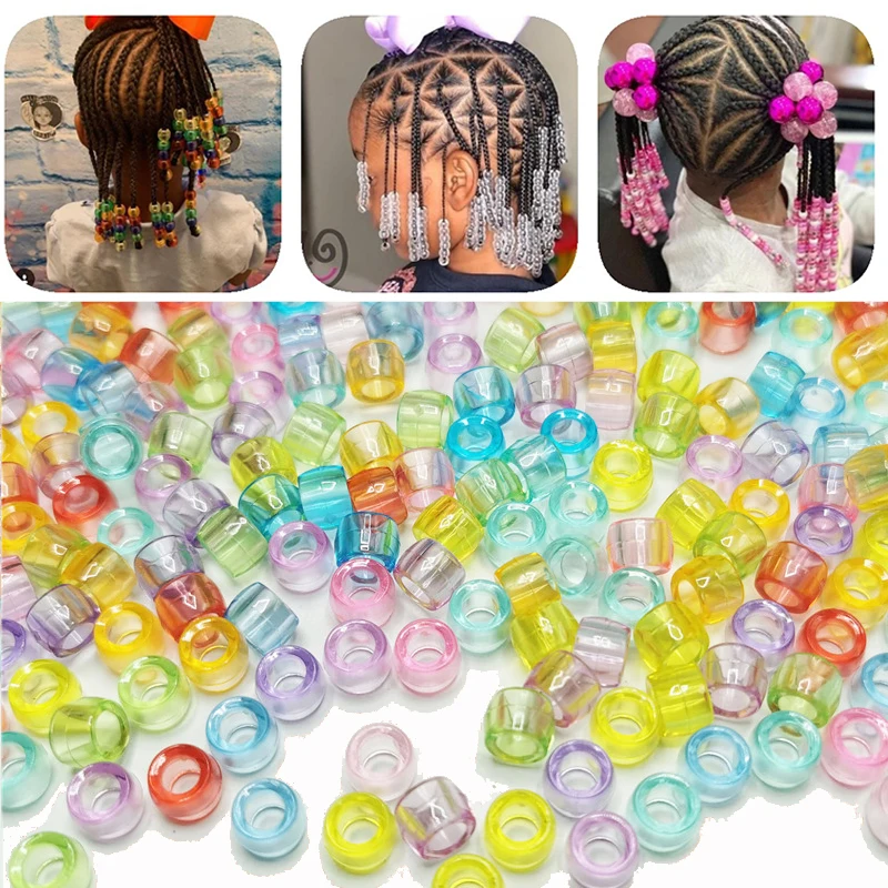 Hair Braid Beads Decoration Pendants Clear African Hair Bead 4mm Large Hole Hair Clips For Braids Styling
