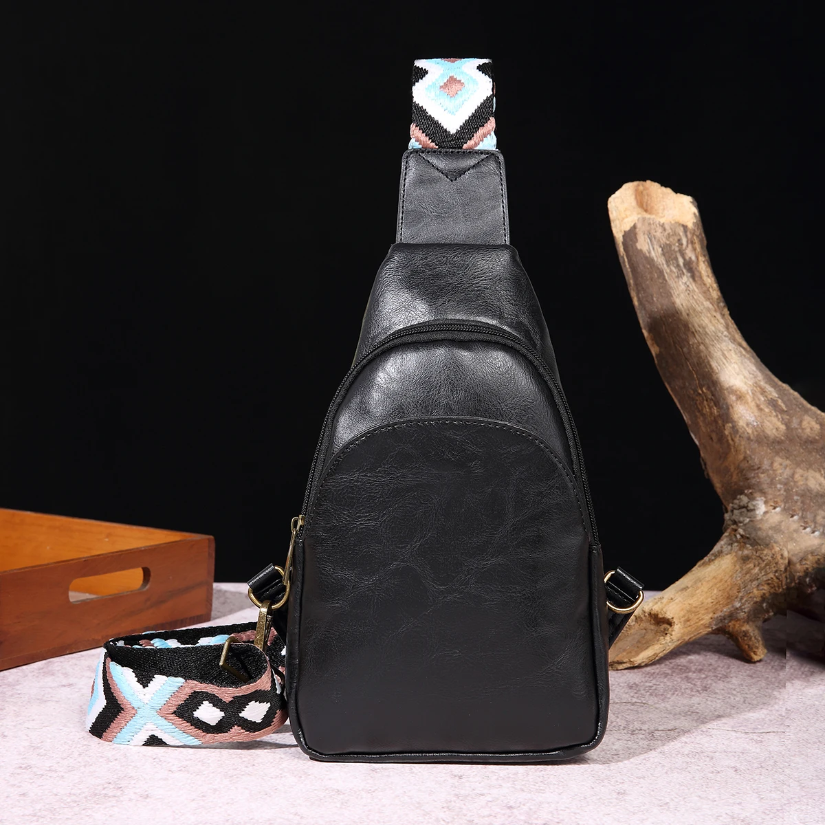 Винтажная Сумка На Ремне С Цветными Блоками Женская Через Плечо Ремешком Для