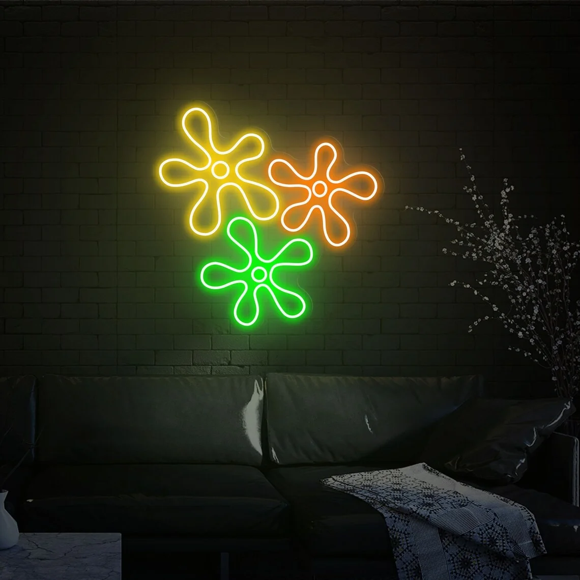 Неоновая вывеска в виде цветка на заказ неоновая Цветочная фотография декор для