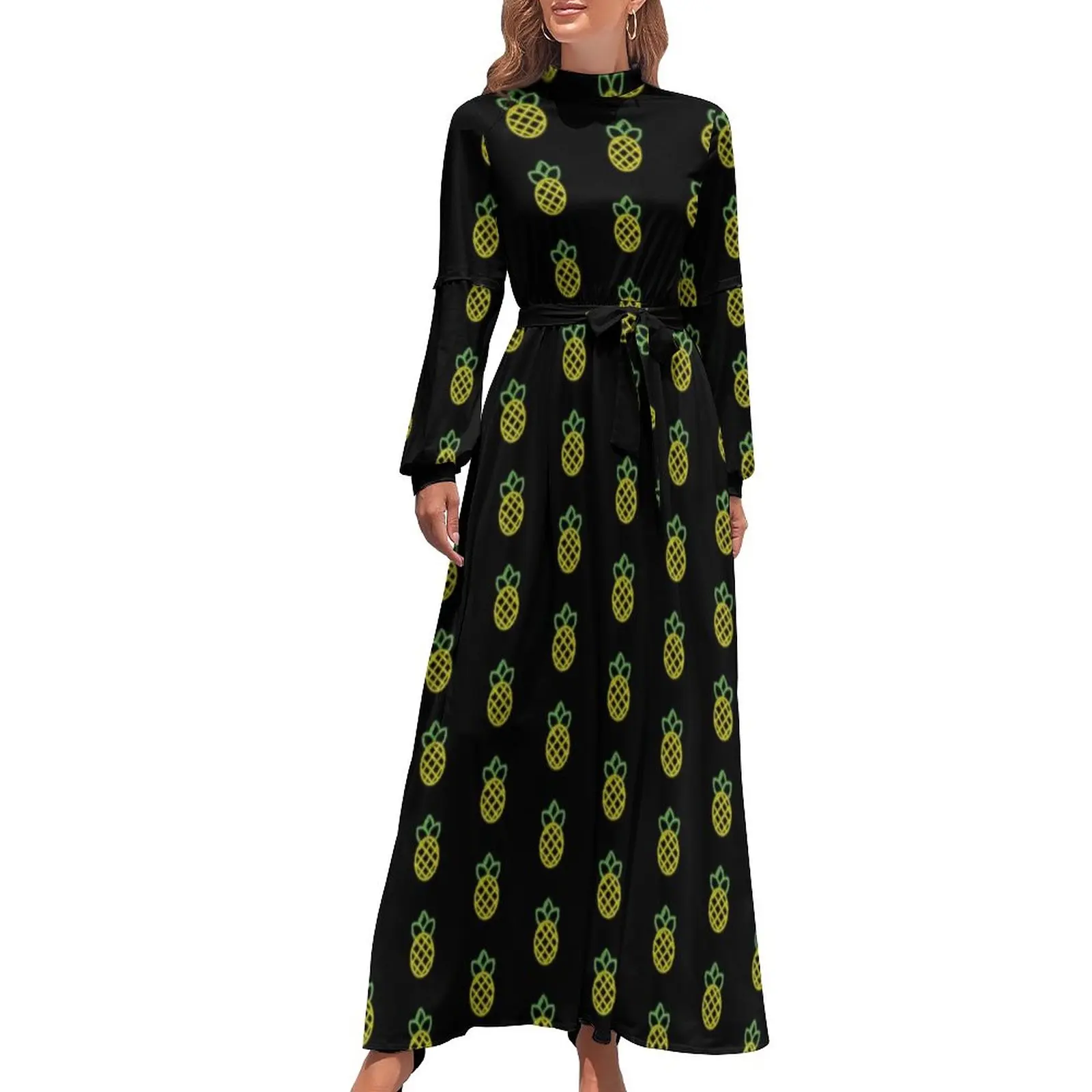 

Pineapple Dress Long Sleeve Fruit Youth Dresses Party Cheap Classic Printed One-Piece Dress
