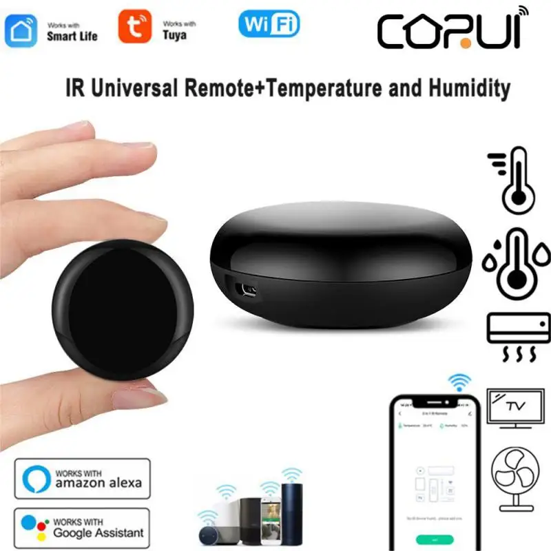 

CORUI Tuya 2 In 1 Smart WiFi IR Universal Remote Controller Temperature And Humidity Sensor Support Smart Life Alexa Google Home