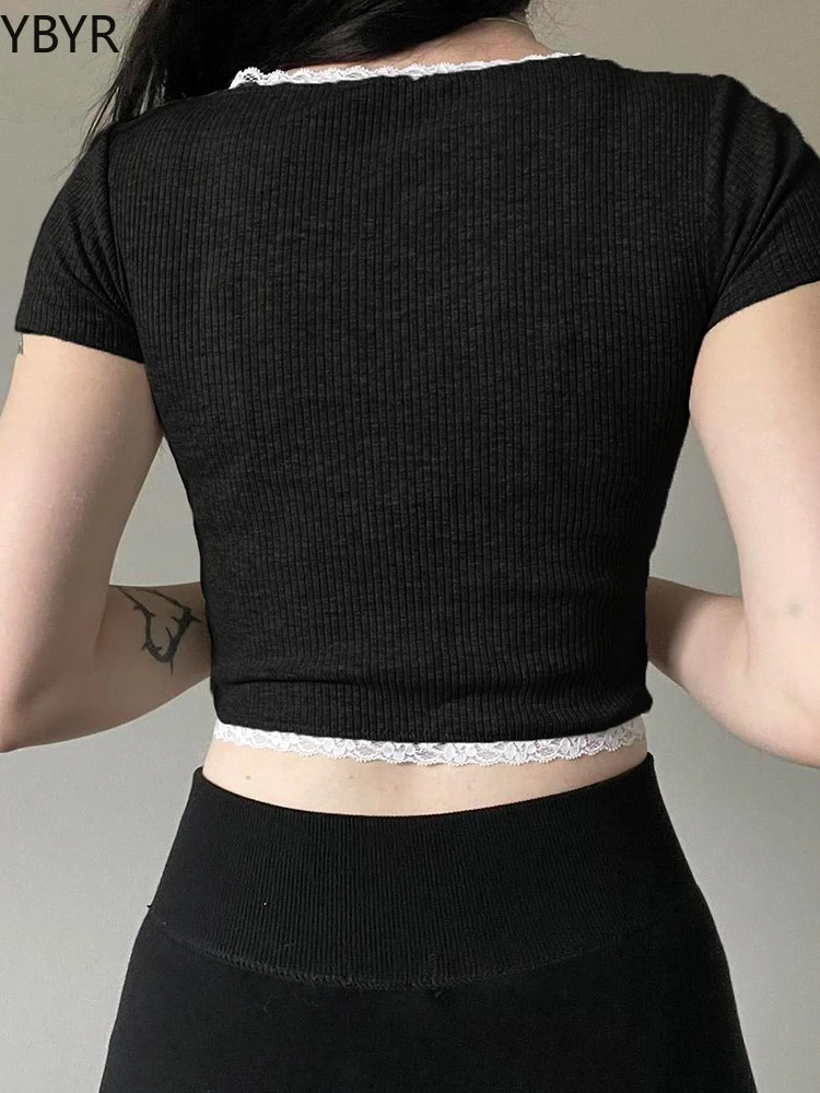 Женская футболка с коротким рукавом повседневная укороченная контрастных