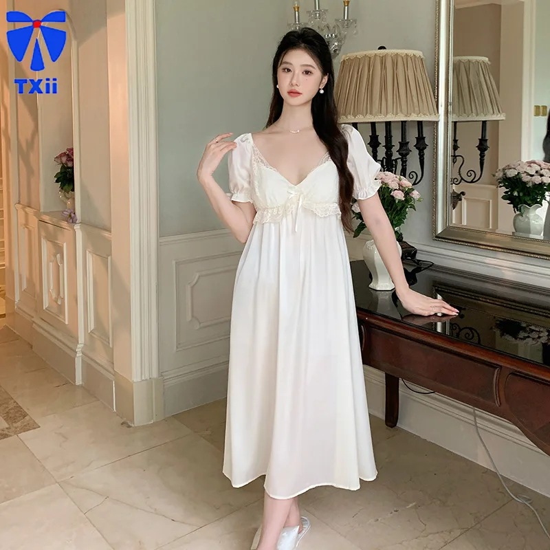 Длинное платье пижамы в стиле принцессы сексуальное летнее женское из ледяного