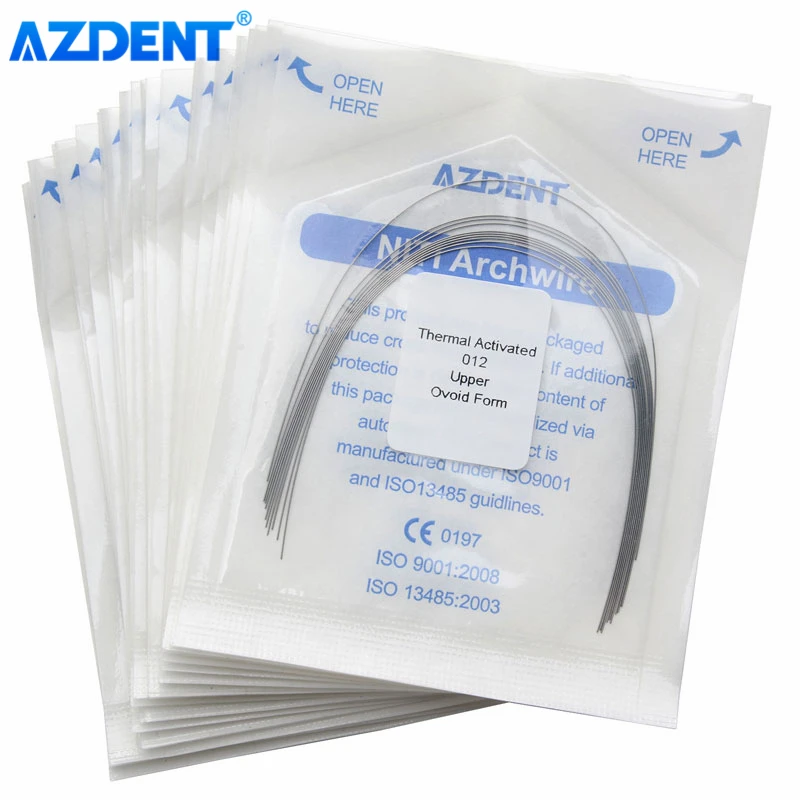 

10 Packs AZDENT Dental Orthodontic Arch Wires Heat Thermal Activated Niti Round Arch Wires Ovoid Form 10pcs/Pack Dentistry