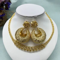 african jewelry sets for women earrings dubai gold color necklace round link chain glittering nigeria wedding dress accessories