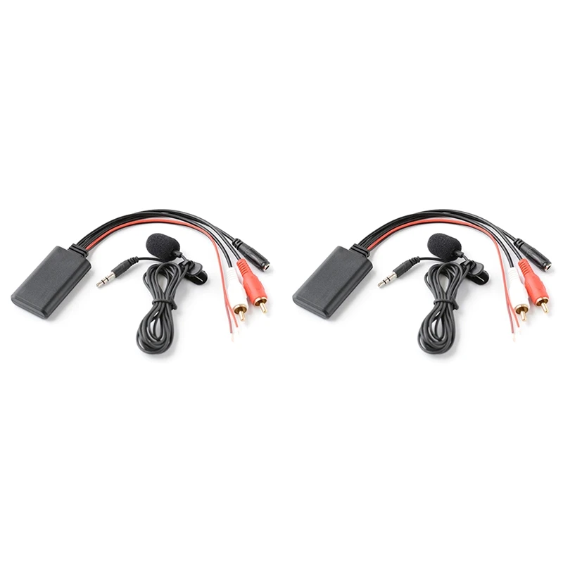 

2Sets Car Bluetooth Module Wireless Music Adapter RCA AUX Audio Cable Handsfree Microphone For 2RCA AUX-IN Audio Input