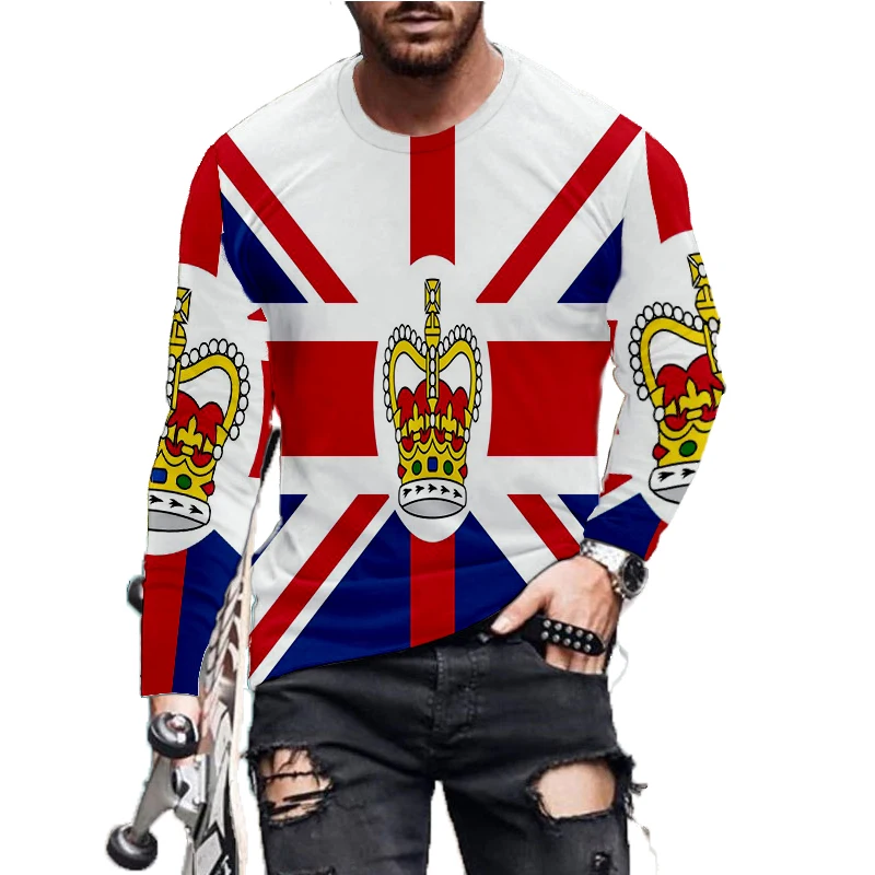 

Мужская футболка большого размера, Повседневная быстросохнущая футболка с 3D-принтом карт и национального флага, с круглым вырезом и длинны...