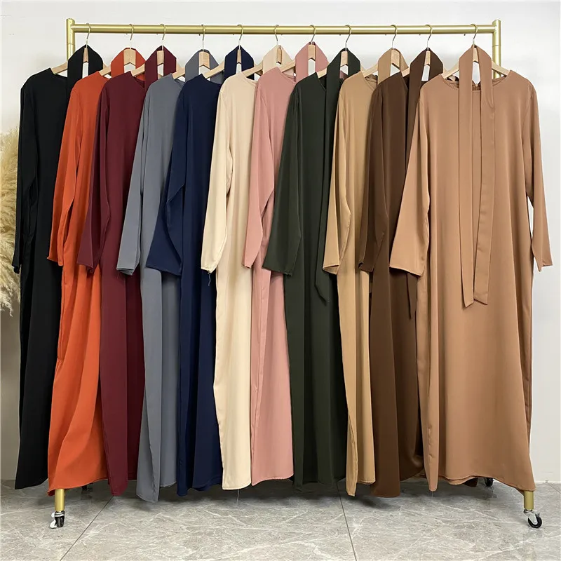Hot Selle Muslim Woman Abaya With Pockets Islamic Casual And Simple Long Dresses Moroccan Caftan  muslim dress women turkish