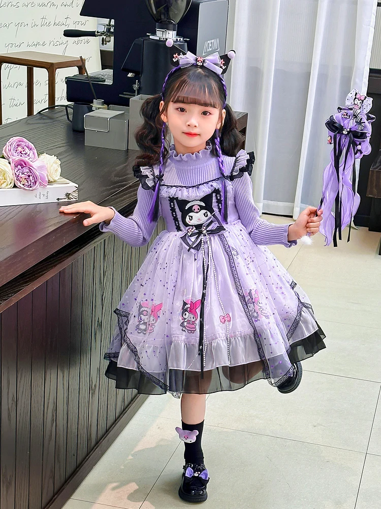 Baby Girl Clow M Princess Dress Autumn Winter New Arrival Knitted Sweater Skirt Cartoon Lolita Dresses