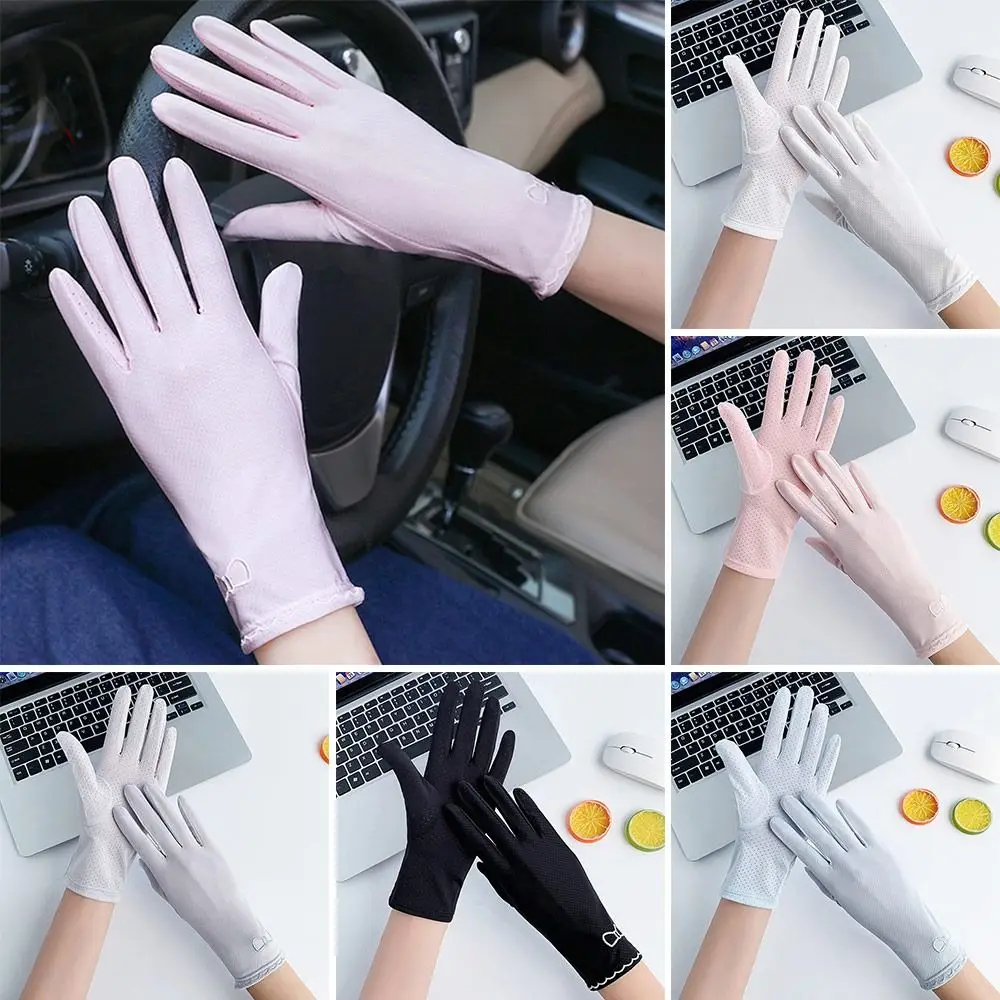 

Fashion Sunscreen Sun Protection Anti-UV Ice Silk Mittens Thin Summer Gloves