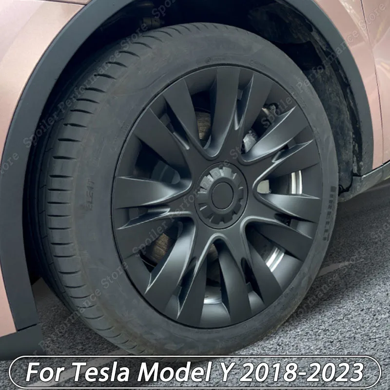 

Car Wheel Hub Cap 19 Inch Full Cover Hubcap Black Decorative Automotive Accessories for Tesla Model Y 2018 2019 2021 2022 2023