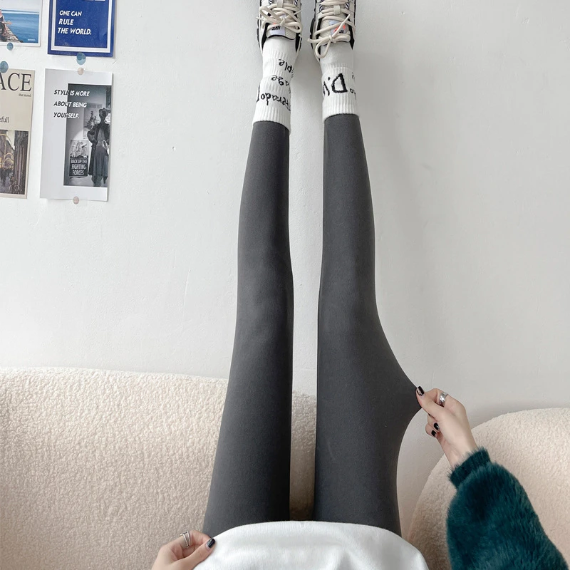 Autumn pants Women's plush thickened leggings  thin flannelette pants inside double thread pants Warm pants winter