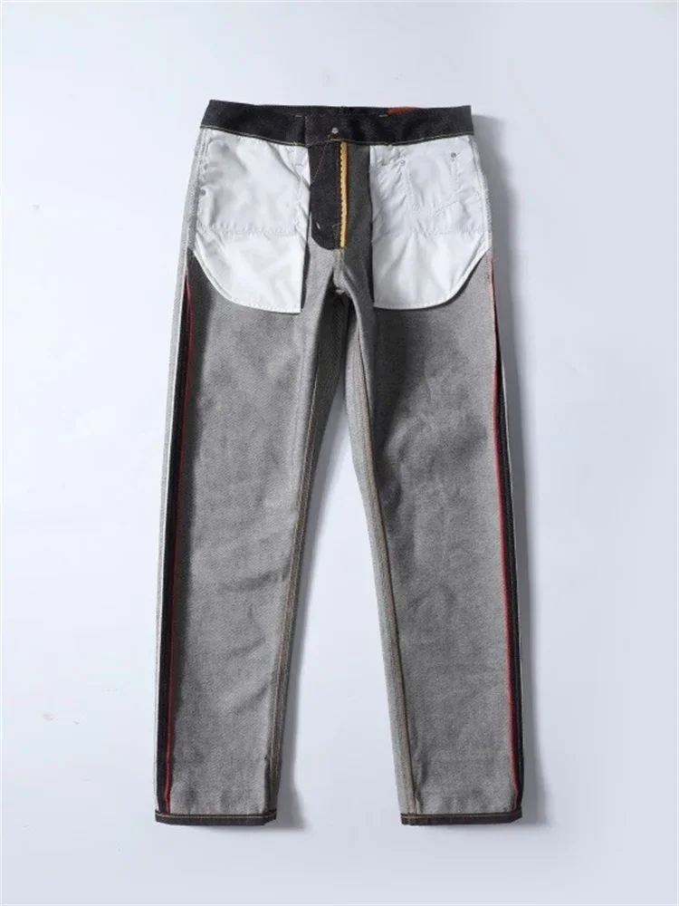 Джинсы мужские с вышивкой ручной работы прямые штаны из чистого хлопка в стиле