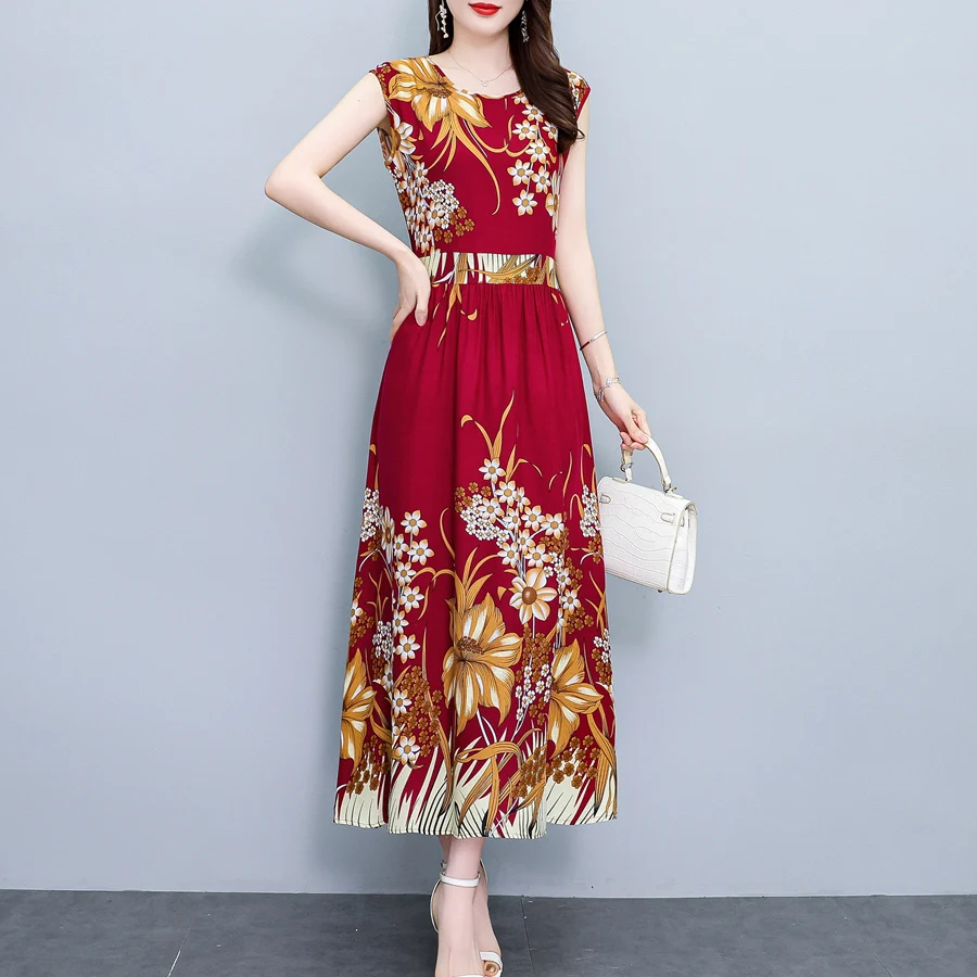 Новые женские повседневные летние винтажные платья с принтом и круглым вырезом