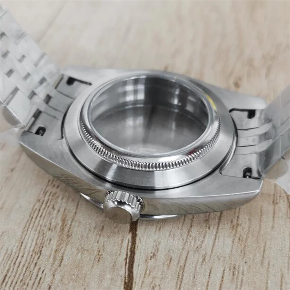 39mm Oyster Perpetual Watch Case Stainless Steel Case Strap Set for NH35 NH36/4R/7S Movement Sapphire Mirror Case Waterproof
