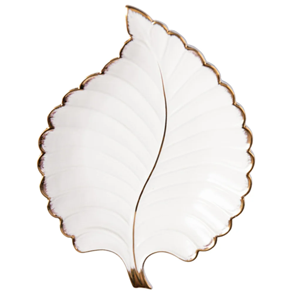 

Leaf Jewelry Tray Bandejas Para Comida Ceramic Dinner Plate Display Dish Creative Storage Ceramics Necklace Office