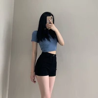 sexy hot high waist short pants womens vintage clothing summer korean jean denim shorts female elastic wide leg casual fashion