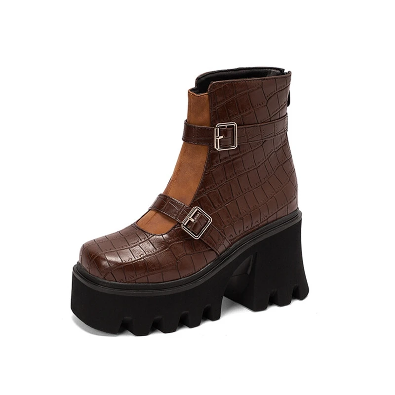 

Женские ботильоны на толстой подошве, с квадратным носком, большие размеры до 44