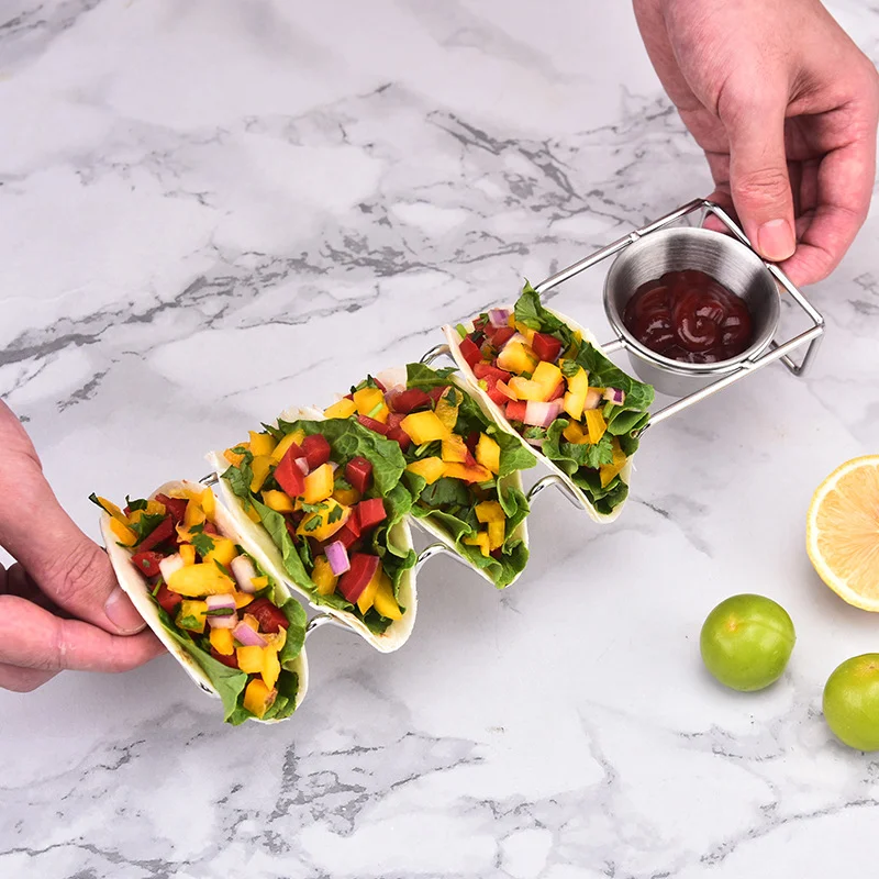 

Stainless Steel Kitchen Accessories Taco Mexican Pizza Burrito Potato Chips Corn Holder Creative Restaurant Kitchen Tools