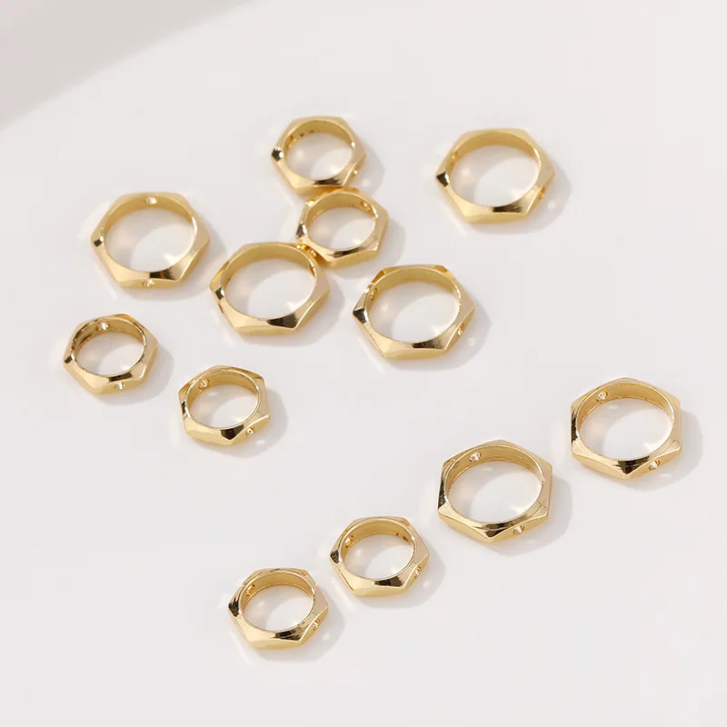 

10Pcs Hexagon Bead Frame Double Hole Brass Gold Plated Connector Hallow Bead Frames for Earring Bracelet Necklace Jewelry Making
