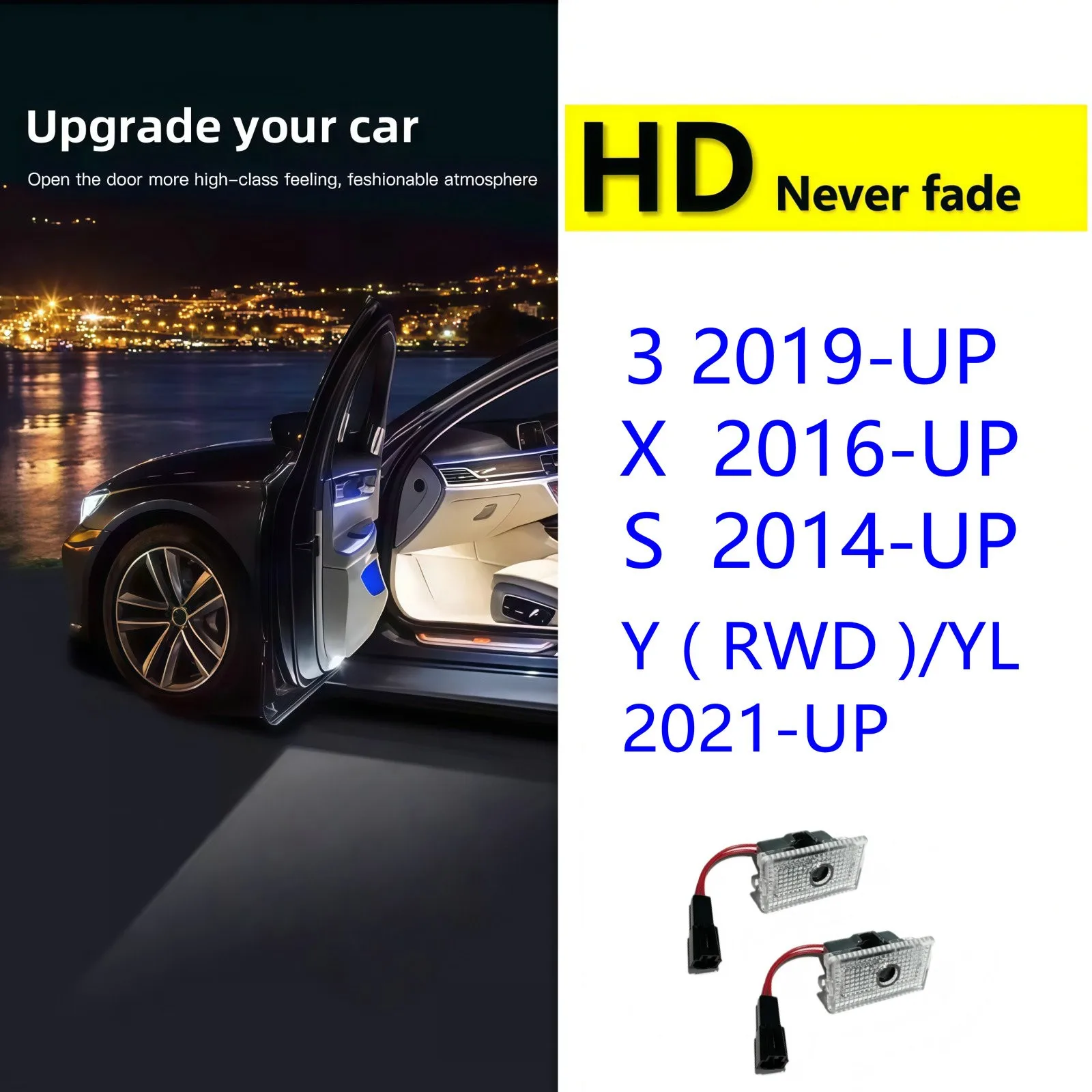 HD 2 шт. светодиодный проектор двери автомобиля, приветственный свет для Tesla Model Y RWD Launch Juniper 2025 Model 3 Highland S X 2019-2026, аксессуары